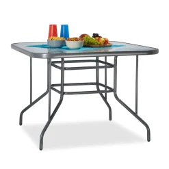 Relaxdays Gartentisch Mit Glasplatte STRUK