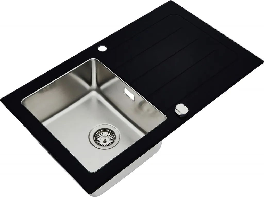 Respekta Glasspüle New York 86 X 50 Cm / Edelstahl / Glas Schwarz 13 Respekta Glasspüle New York 86 X 50 Cm / Edelstahl / Glas Schwarz – Bild 13