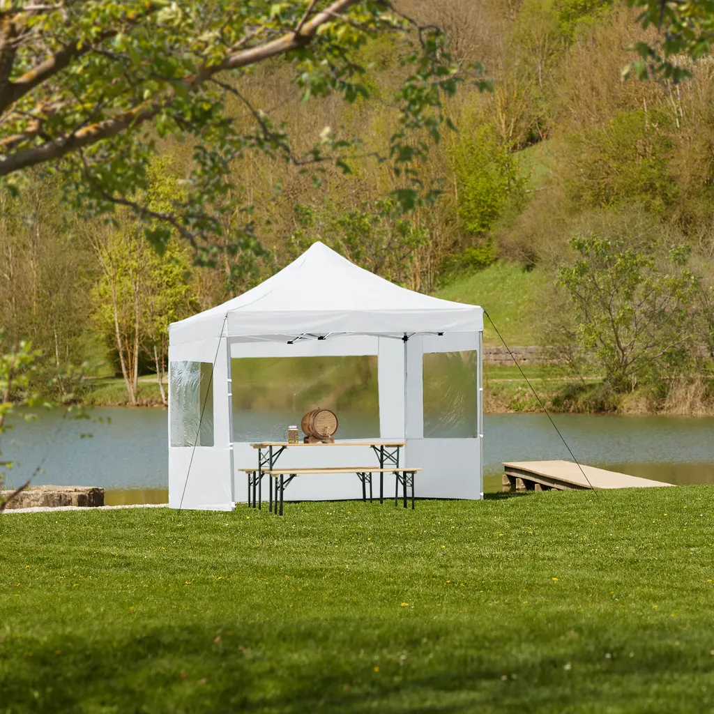 Tectake Faltbarer Garten Pavillon 3x3m Mit 4 Seitenteilen - Weiß 2 Tectake Faltbarer Garten Pavillon 3x3m Mit 4 Seitenteilen - Weiß – Bild 2