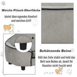 PawHut Haustiersofa, Hundebett, Hundematte, Hundesofa, Naturholz+Plüsch, Grau, 66,5 X 45 X 35,5 Cm 13 PawHut Haustiersofa, Hundebett, Hundematte, Hundesofa, Naturholz+Plüsch, Grau, 66,5 X 45 X 35,5 Cm -Garten- & Gewächshäuser Geschäft 651b97ea74033a24ceeb0c829cf1b964
