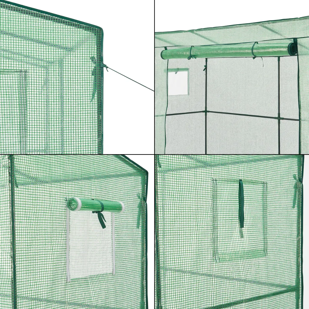 En.casa Gewächshaus Vlaardingen 198x78x200cm Mit Pultdach Foliengewächshaus Treibhaus Für Tomaten Stahlrahmen Grün 6 En.casa Gewächshaus Vlaardingen 198x78x200cm Mit Pultdach Foliengewächshaus Treibhaus Für Tomaten Stahlrahmen Grün – Bild 6