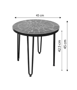 Dehner Beistelltisch Madeleine, Mit Mosaik, Ø 45 Cm, Höhe 45 Cm, Stahl/Zement/Stein, Galvanisiert Und Pulver-beschichtet, Dunkelgrau -Garten- & Gewächshäuser Geschäft 653ced9f4093eab40e507d26eab1f6fb