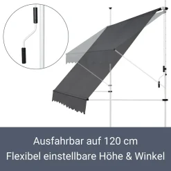 Juskys Klemmmarkise 250 X 120 Cm Mit Handkurbel - Markise Ohne Bohren - Höhenverstellbar, UV-beständig & Wasserabweisend - Balkonmarkise Balkon Grau -Garten- & Gewächshäuser Geschäft 6543dba56527c6592a407d8b6f05a159