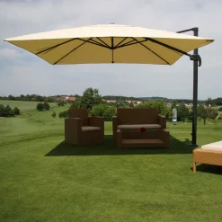 Mendler Gastronomie-Ampelschirm MCW-A96, 3x4m (Ø5m) Polyester Alu/Stahl 26kg Creme Ohne Ständer, Drehbar