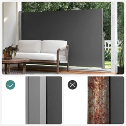 SONGMICS Seitenmarkise, Sichtschutz, 160 X 400 Cm, Ausziehbar，Markise, Aus 220 G/m² Polyester,Blickdicht, Seitenrollo, Für Balkon, Terrasse, Garten, Anthrazit GSA564G01 -Garten- & Gewächshäuser Geschäft 655b4242cfb705b74e25b5b5f283e6d2 1