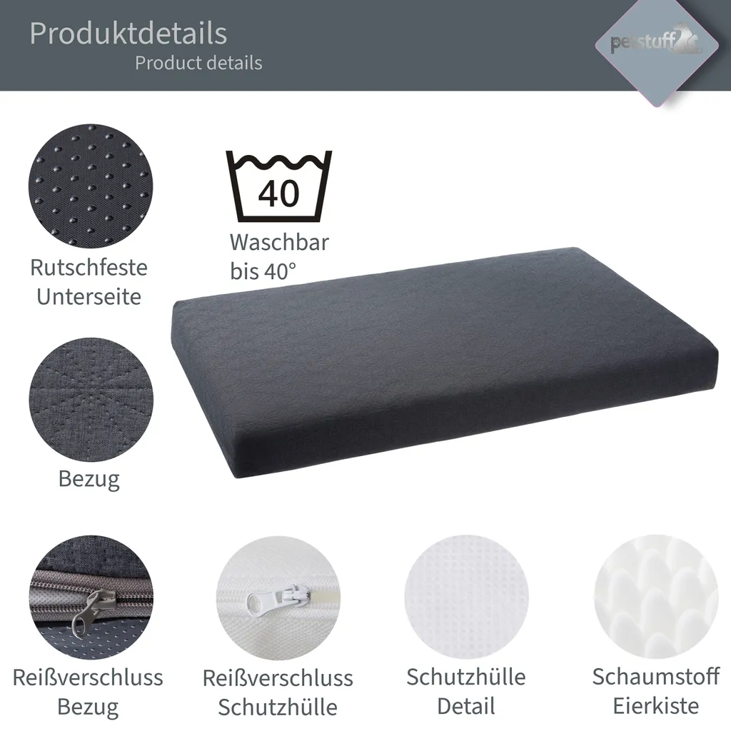 PETSTUFF Hundebett Orthopädisch Hundematratze Hundekissen Haustierbett Haustiermatratze 5 PETSTUFF Hundebett Orthopädisch Hundematratze Hundekissen Haustierbett Haustiermatratze – Bild 5