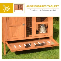 PawHut Kleintierstall Kleintierkäfig Mit Asphaltdach Leiter Kleintierhaus Meerschweinchenstall Doppelstöckig Draußen Winterfest Tannenholz Natur 102 X 56 X 85 Cm -Garten- & Gewächshäuser Geschäft 65c184ca6ed1a19fb645e88752238f91