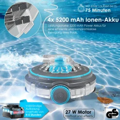 KESSER® Poolroboter Poolreiniger Akku Aqua-9000 Inkl. Transporttasche Pool Roboter Für Bis 80m² Pools, Li-Ion Akku Max. 75 Min, Kabellos Poolsauger Bodenreinigung Vollautomatisch Bodensauger, Farbe:Anthrazit 18 KESSER® Poolroboter Poolreiniger Akku Aqua-9000 Inkl. Transporttasche Pool Roboter Für Bis 80m² Pools, Li-Ion Akku Max. 75 Min, Kabellos Poolsauger Bodenreinigung Vollautomatisch Bodensauger, Farbe:Anthrazit -Garten- & Gewächshäuser Geschäft 65c6221382210176fc5db94636014244