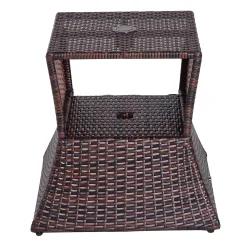 Outsunny Gartentisch Beistelltisch Sonnenschirmständer Gartenmöbel Terrasse Polyrattan Braun 54 X 54 X 55 Cm -Garten- & Gewächshäuser Geschäft 65c8b6ff88b981fa08b308a7270d353b