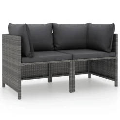 VidaXL 2-Sitzer-Gartensofa Mit Polstern Grau Poly Rattan