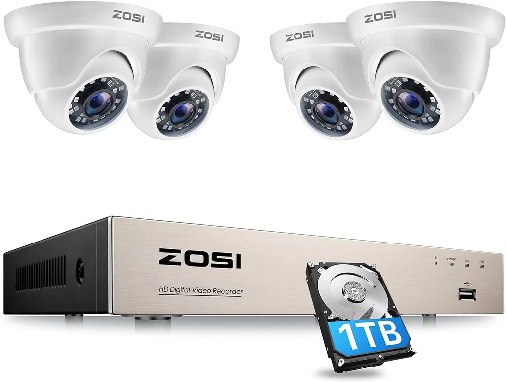 ZOSI 8CH H.265+ DVR Mit 1TB Festplatte Und 4x FHD 1080P Dome Überwachungskamera System Für Innen Und Außen, 24M IR Nachtsicht 1 ZOSI 8CH H.265+ DVR Mit 1TB Festplatte Und 4x FHD 1080P Dome Überwachungskamera System Für Innen Und Außen, 24M IR Nachtsicht