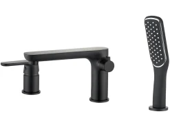 Manestein 3-Loch-Wannenbatterie DIMA, Armatur Für Die Badewanne Aus Massivem Messing, Widerstandsfähig Gegen Korrosion Und Rost, Mit Duschschlauch 1,50 M, Schwarz