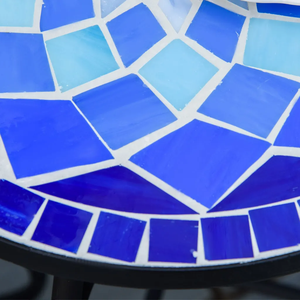 HOMCOM Outsunny Ø35,5 Cm Beistelltisch Gartentisch Wetterfest Mosaik Eisen Blau+Weiß 8 HOMCOM Outsunny Ø35,5 Cm Beistelltisch Gartentisch Wetterfest Mosaik Eisen Blau+Weiß – Bild 8