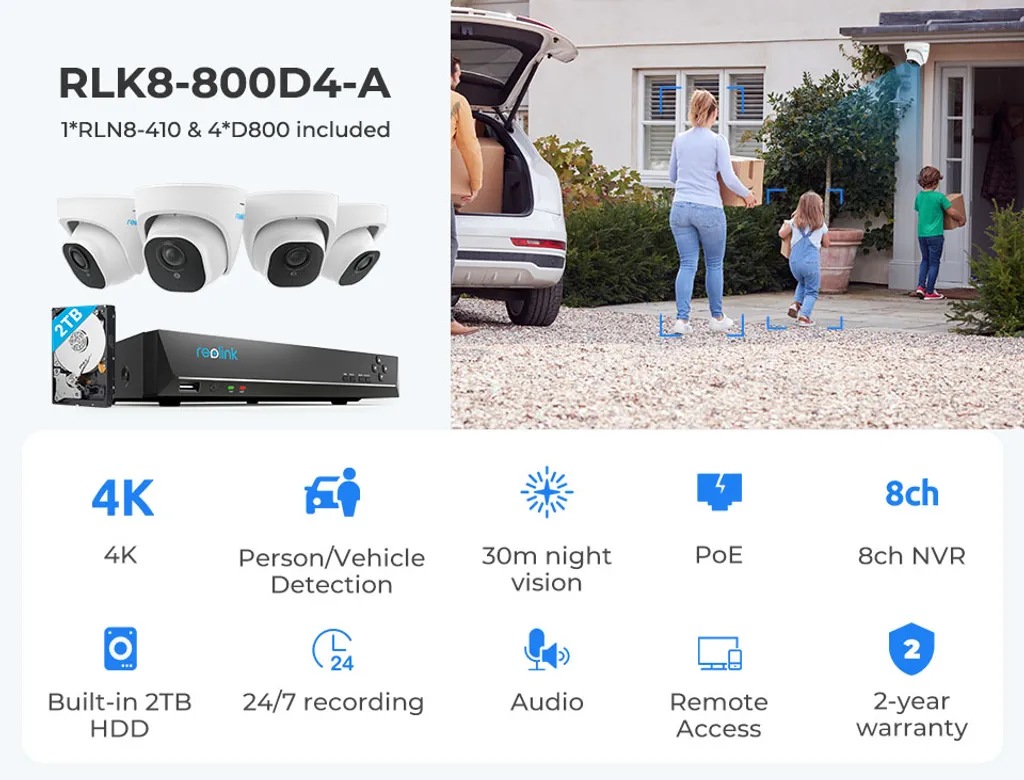 Reolink 4K Überwachungskamera Aussen Set, 8CH Videoüberwachung Mit 4X 8MP PoE IP Kamera Und 2TB HDD NVR Für 24/7 Aufnahme Innen Outdoor, Personenerkennung Und Fahrzeugerkennung, IP66, RLK8-800D4-A 19 Reolink 4K Überwachungskamera Aussen Set, 8CH Videoüberwachung Mit 4X 8MP PoE IP Kamera Und 2TB HDD NVR Für 24/7 Aufnahme Innen Outdoor, Personenerkennung Und Fahrzeugerkennung, IP66, RLK8-800D4-A – Bild 19
