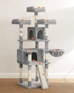 FEANDREA Kratzbaum, XXL Katzenbaum, 172 Cm, Hellgrau PCT019W01 -Garten- & Gewächshäuser Geschäft 667907e1dd91fd48f00429f31033df69