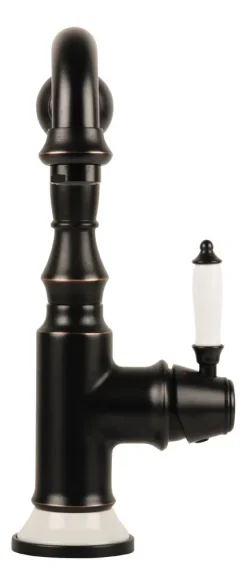 Calmwaters® Spültischarmatur Im Vintage-Look, Küchenarmatur Mit Keramikkartusche, Retro-Wasserhahn Küche, 360° Drehbar, Einhebelmischer Spüle, Weiße Keramik-Details, Messing, Schwarz, 12PZ5606 -Garten- & Gewächshäuser Geschäft 6683e1b6fe97790e173a30caf461f07c