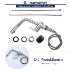 Aihom Wasserhahn Küche Ausziehbar Küchenarmatur 360° Drehbar Armatur Küche Edelstahl Mischbatterie Küche Matt Spültischarmatur Mit Ausziehbar Brause -Garten- & Gewächshäuser Geschäft 671642a707f430eda3f442c8cced44f9
