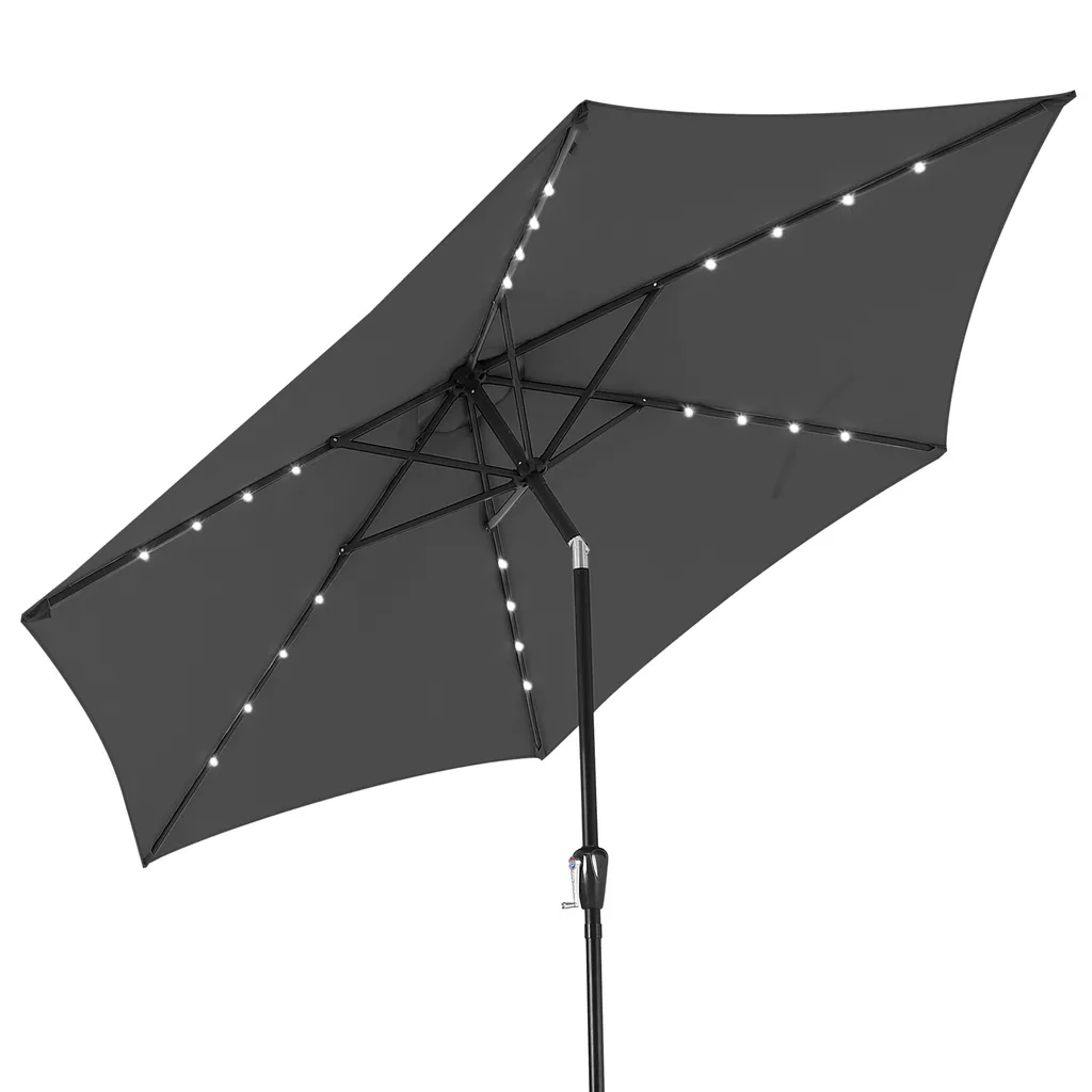 Deuba Kingsleeve Sonnenschirm LED Beleuchtung 270 Cm Groß Rund Solar Alu Knickbar Stabil Marktschirm Gartenschirm Terrassenschirm Garten Terrasse Balkon, Farbe:anthrazit 1 Deuba Kingsleeve Sonnenschirm LED Beleuchtung 270 Cm Groß Rund Solar Alu Knickbar Stabil Marktschirm Gartenschirm Terrassenschirm Garten Terrasse Balkon, Farbe:anthrazit