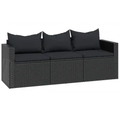 VidaXL Garten-Lounge-Set Schwarz Poly Rattan -Garten- & Gewächshäuser Geschäft 67bb605cad4ac45787580afb18ece390