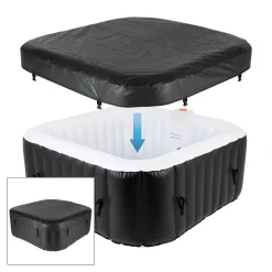 ECD Germany Aufblasbarer Whirlpool In-Outdoor Für 4 Personen, 100 Massagedüsen, LED-Display, 150x150 Cm, 600L, Extra-Zubehör, Seifenblase Jacuzzi Spa Pool Massage Heizung Wellness, Für Garten/Terrasse -Garten- & Gewächshäuser Geschäft 67c648cae111b39e26cee2e9c5988c40