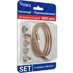 VIOKS Thermoelement 600 Mm Universal Mit 5 Adaptern Für Gasgrill Gasherd