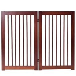 COSTWAY 2 Stücke Absperrgitter Hunde, Holz Schutzgitter Mit Tor Klappbar, Treppengitter Hundeabsperrgitter Flexibel Türschutzgitter -Garten- & Gewächshäuser Geschäft 6819fd4f94a452aace6ce4c1df51510e