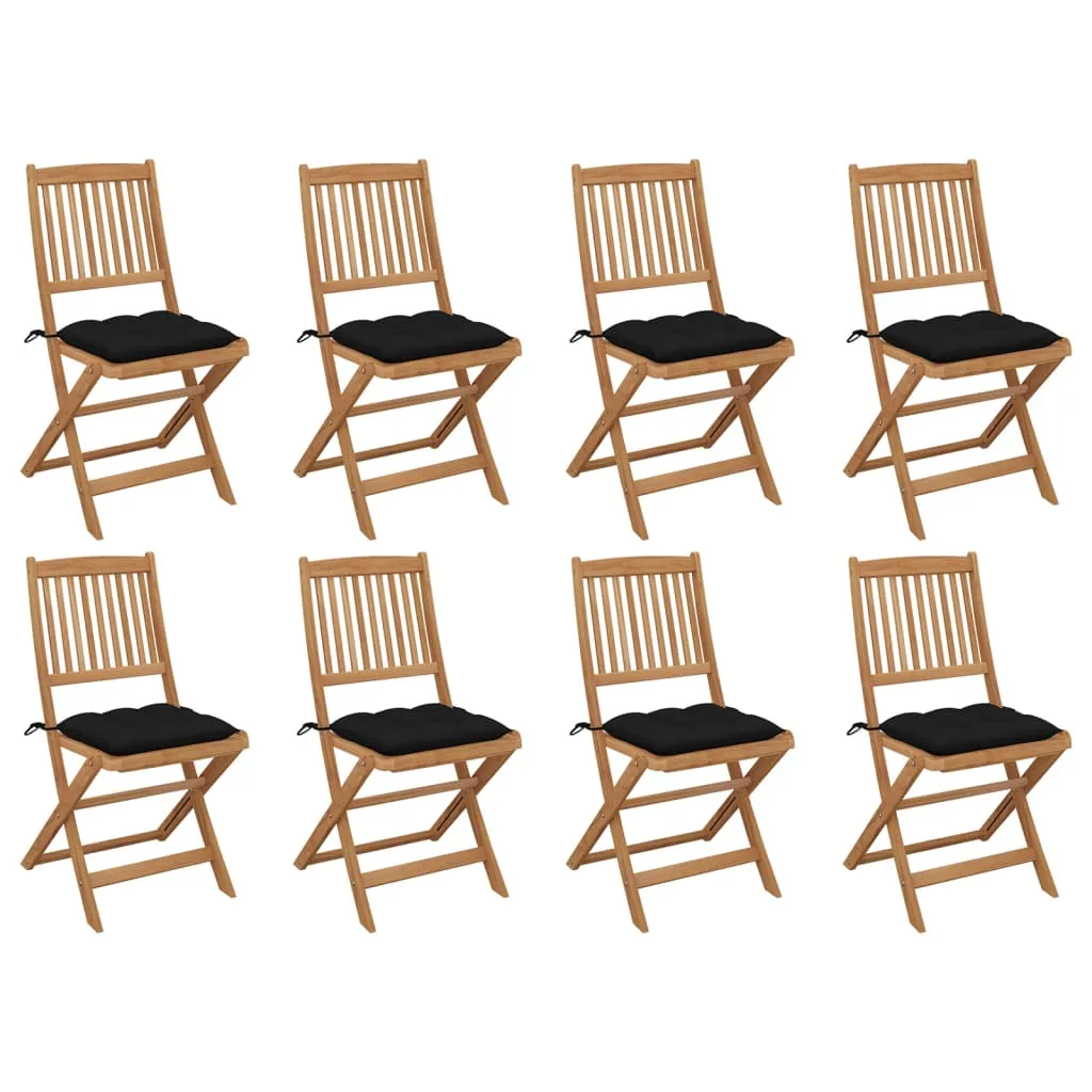 VidaXL Klappbare Gartenstühle Mit Kissen 8 Stk. Massivholz Akazie 1 VidaXL Klappbare Gartenstühle Mit Kissen 8 Stk. Massivholz Akazie