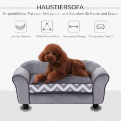 PawHut Hundesofa, Haustiersofa Mit Erhöhten Füßen, Hundecouch, Hundeliege Mit Kissen, Hundebett, Katzensofa, Waschbar, Samt, Grau, 73,5 X 41 X 33 Cm -Garten- & Gewächshäuser Geschäft 683e2fbbc4054b3548898a06bd458de3