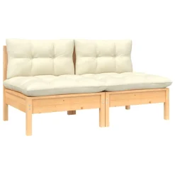 VidaXL 2-Sitzer-Gartensofa Mit Creme Kissen Massivholz Kiefer