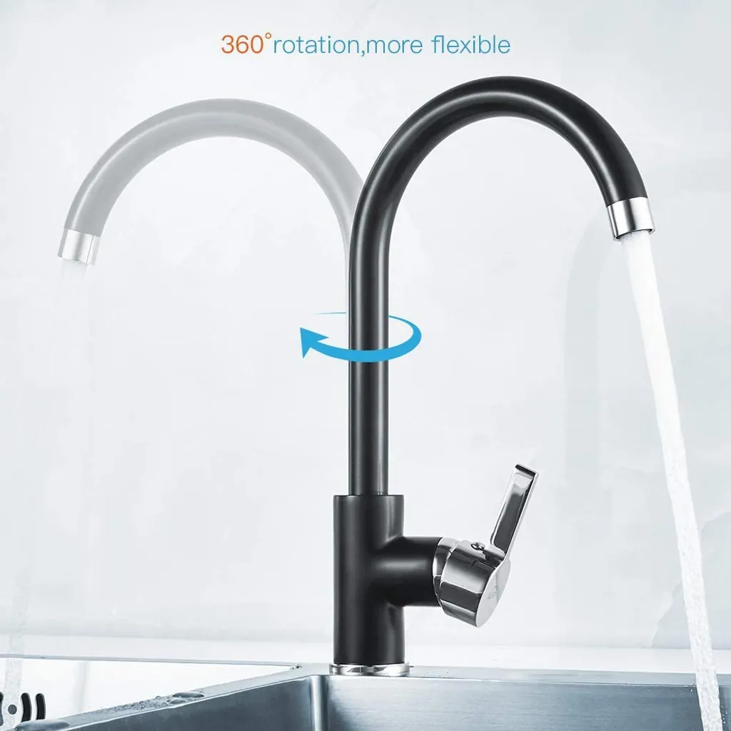 Auralum Niederdruck Wasserhahn Küche Armatur Schwarz Spültischarmatur Spüle Mischbatterie Für Kaltwasser Und Einen Wasserboiler 3 Auralum Niederdruck Wasserhahn Küche Armatur Schwarz Spültischarmatur Spüle Mischbatterie Für Kaltwasser Und Einen Wasserboiler – Bild 3