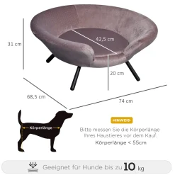 Pawhut Hundesofa In Beckenform Mit Weichem Bezug, Haustiersofa Mit Metallbeinen, Hundebett, Katzensofa, 74 X 68,5 X 31 Cm -Garten- & Gewächshäuser Geschäft 689957ef1688536f1186b649303d7c41