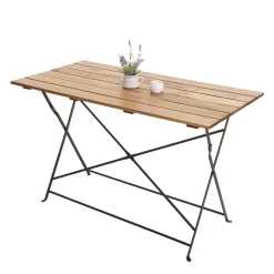 Mendler Biergartentisch HWC-J40, Klapptisch Gartentisch, Gastronomie-Qualität Akazie 120x60cm Naturfarben