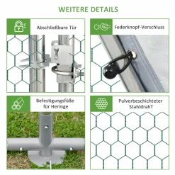 PawHut Hühnerstall Haustierkäfig XXL 280 X 570 X 197 M Outdoor Geflügelstall Für Hühnerkäfig Mit Schatten Dach Schloss Freigehege Für 12-18 Hühner Ente Kaninchen Zink Stahl -Garten- & Gewächshäuser Geschäft 68e493a719011a46b2671f192a2e0df6