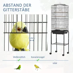 PawHut Vogelkäfig Mit Futterbehälter Holzschaukel Voliere Mit Türen Holzstangen Vogelbauer Mit Aufbewahrungskorb Für Kleine Vögel Metalldraht Stahlrohr Holz PS Schwarz 46,5 X 36 X 157 Cm -Garten- & Gewächshäuser Geschäft 68f0cc4d17f27e0983571d6564349faa