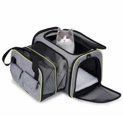 Ikayaa Faltbare Hundebox Transporttasche Transportbox Auto Für Katze Hunde Große Kleine Box Bag Mit Fleece-Matte 44.5 X 33 X 28cm