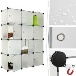 Tectake Steckregal 12 Boxen Mit Türen 112x37x148cm - Weiß -Garten- & Gewächshäuser Geschäft 691ba58bff06d17299687aa810c5e069