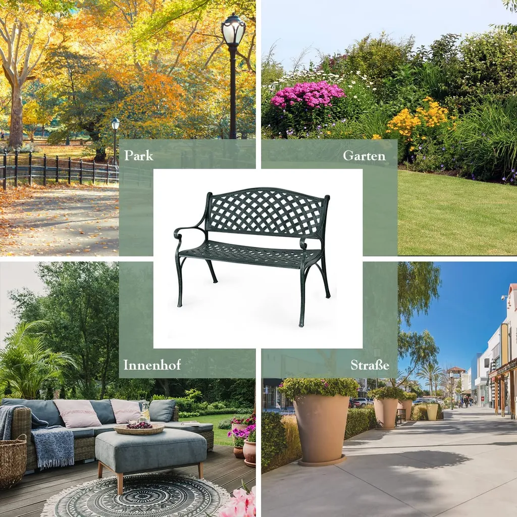 COSTWAY Gartenbank Parkbank Gusseisen, Eisenbank Belastbar Bis 210kg, Ruhebank Gartenmöbel, Sitzbank Stahlrahmen, Metallbank Mit Rückenlehnen 102x62x83cm 4 COSTWAY Gartenbank Parkbank Gusseisen, Eisenbank Belastbar Bis 210kg, Ruhebank Gartenmöbel, Sitzbank Stahlrahmen, Metallbank Mit Rückenlehnen 102x62x83cm – Bild 4