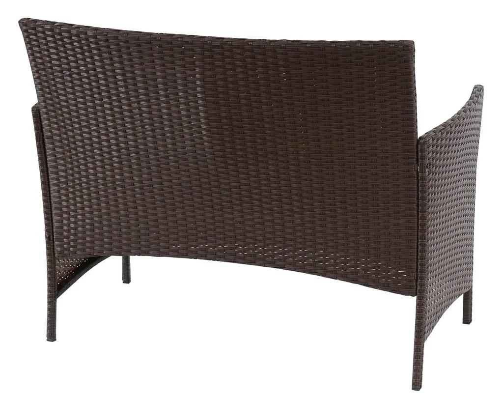 Mendler Poly-Rattan Gartenbank Hamar, Sitzbank Bank Braun-meliert, Kissen Creme 2 Mendler Poly-Rattan Gartenbank Hamar, Sitzbank Bank Braun-meliert, Kissen Creme – Bild 2