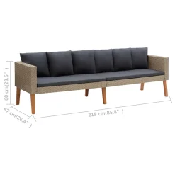 VidaXL 3-Sitzer-Gartensofa Mit Auflagen Poly Rattan Beige -Garten- & Gewächshäuser Geschäft 69b63a42676d3af790e8cddb9089fc57