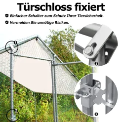 YARDIN Hühnerstall 3 X 4 X 2 M Hühnerhaus Kleintierstall Freilaufgehege Kleintiergehege Voliere Freigehege Hühnerkäfig Geflügelstall Verzinkter Stahlrahmen Mit Dach -Garten- & Gewächshäuser Geschäft 69fbb11c9c3383b3e33ddcee9edd41f5