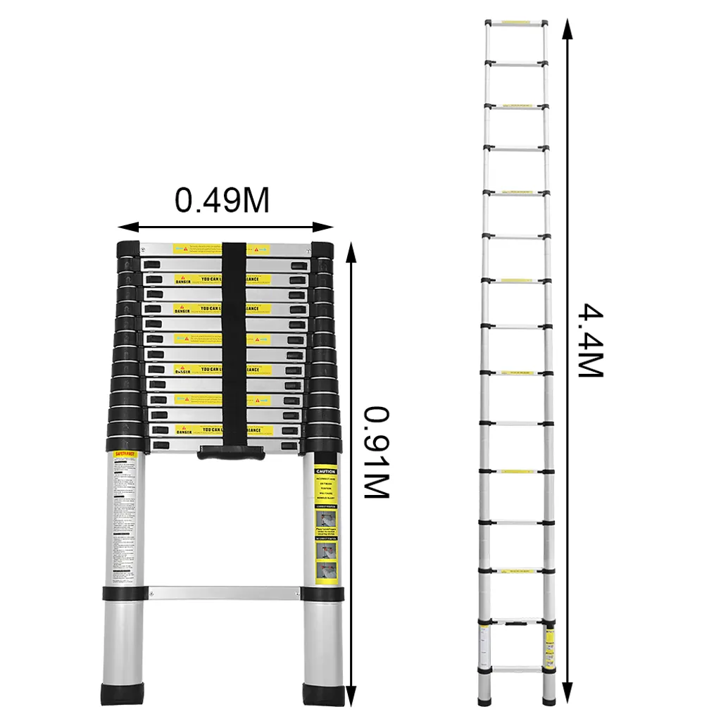 Wolketon 4.4M Alu Teleskopleiter, Multifunktionsleiter Schiebeleiter Hohe Sicherheit, Haushaltsleiter 150 Kg Belastbarkeit, Fuer Garten Innen Aussenbereich 5 Wolketon 4.4M Alu Teleskopleiter, Multifunktionsleiter Schiebeleiter Hohe Sicherheit, Haushaltsleiter 150 Kg Belastbarkeit, Fuer Garten Innen Aussenbereich – Bild 5
