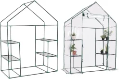 COSTWAY Gewächshaus Mit Regalen & Reißverschlüssen, Treibhaus UV-beständig Foliengewächshaus, 143x73x195cm, Transparent -Garten- & Gewächshäuser Geschäft 6a6adad7f59b24a273f90741f69d9408