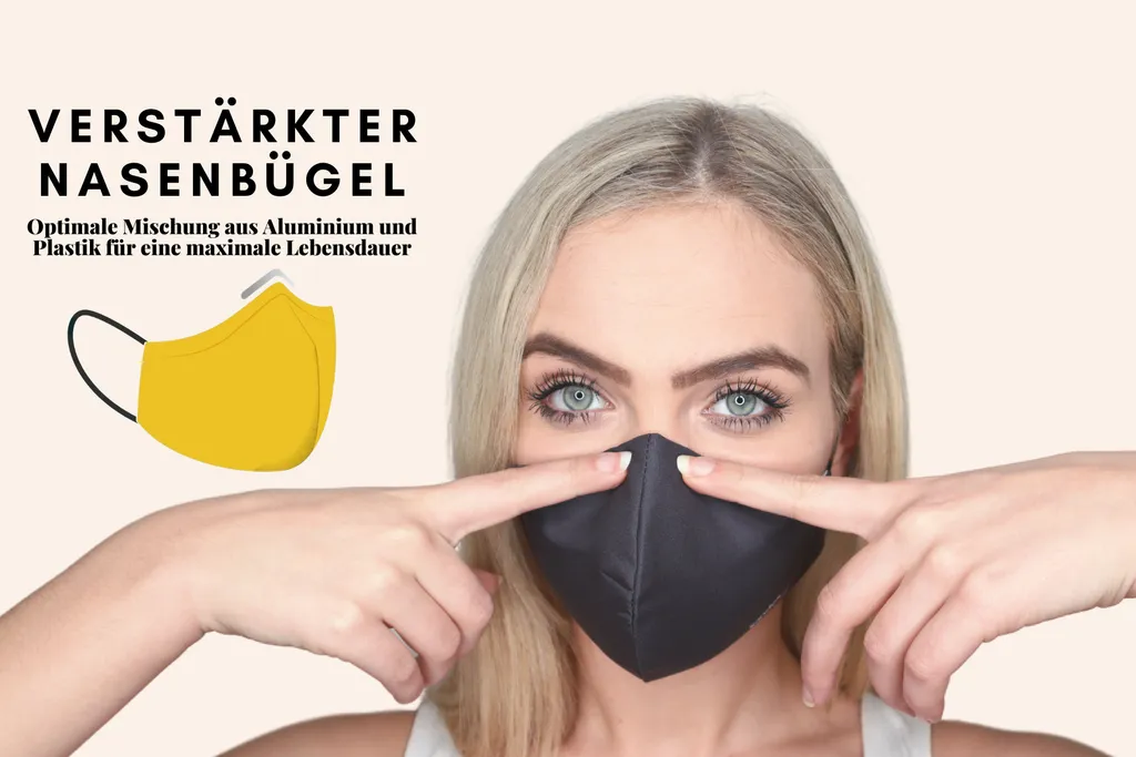 SelMe 1x Sandex FFP2 Nano-Atemschutzmaske EU, MNS, Soff, Bis Zu 30x Waschbar, Bunt, Atmungsaktiv Mit Verstellbaren Ohrclips Schwarz 3 SelMe 1x Sandex FFP2 Nano-Atemschutzmaske EU, MNS, Soff, Bis Zu 30x Waschbar, Bunt, Atmungsaktiv Mit Verstellbaren Ohrclips Schwarz – Bild 3