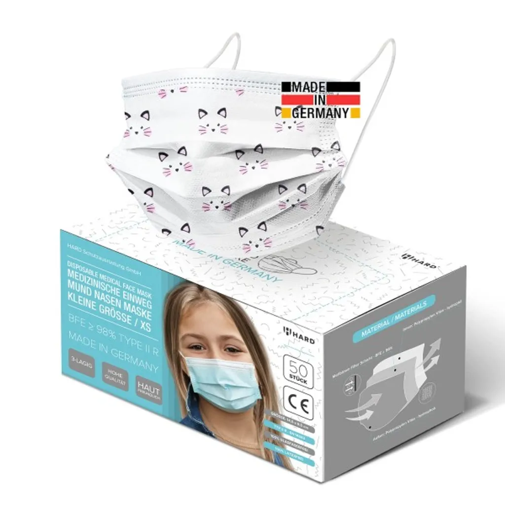 S.Ú.L.Y. Medizinische Mundschutz Für Kinder -Maske Typ IIR, OP-Masken Kätzchen Weiß, Hergestellt In Deutschland - 50 Stück 14 S.Ú.L.Y. Medizinische Mundschutz Für Kinder -Maske Typ IIR, OP-Masken Kätzchen Weiß, Hergestellt In Deutschland - 50 Stück – Bild 14