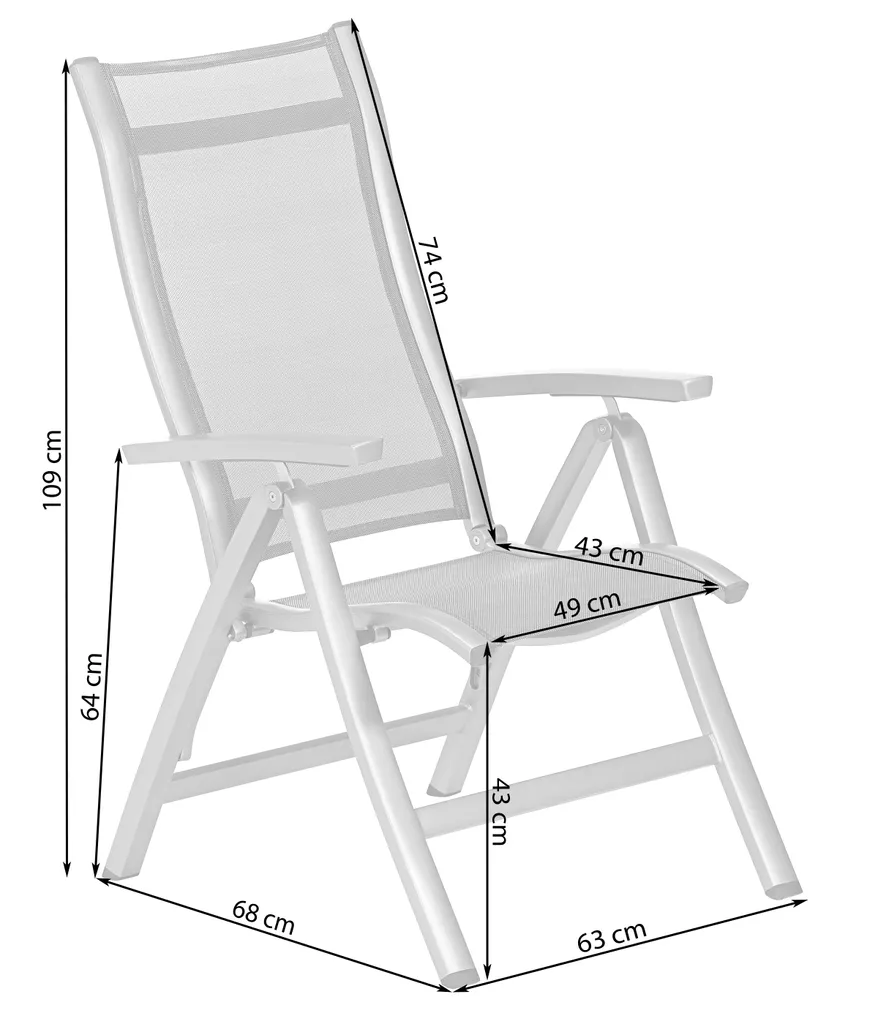 Dehner Klappsessel Chicago, Hochlehner, 109 X 63 X 68 Cm, Aluminium/Textilene, Grau 4 Dehner Klappsessel Chicago, Hochlehner, 109 X 63 X 68 Cm, Aluminium/Textilene, Grau – Bild 4