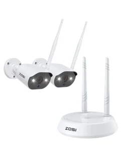 ZOSI 3K 5MP Überwachungskamera Aussen WLAN Mit Basis Station, WiFi IP Kamera Outdoor Mit Spotlight Alarm, Personenerkennung, 2-Wege-Audio, Farb Nachtsicht, C308AH