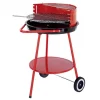 Garden Pleasure Dreibein Grill Rundgrill Dreibeingestell Holzkohlgrill 80cm Stahl Grillen Rot Warmhalterost