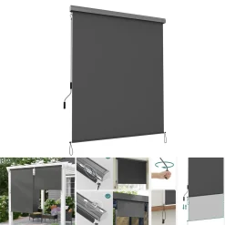 SONGMICS Alu-Senkrechtmarkise Für Balkon, Markise, Terrasse, 1,6 X 2,5 M (B X L), Aus Polyester (280 G/m²), Mit Grauer Markisenkassette, Vertikalmarkise Für Außen, Für Windschutz, Sonnenschutz Und Sichtschutz, Grau GSA165GY -Garten- & Gewächshäuser Geschäft 6b73c4bea8259cf6f3fed82f50705e66