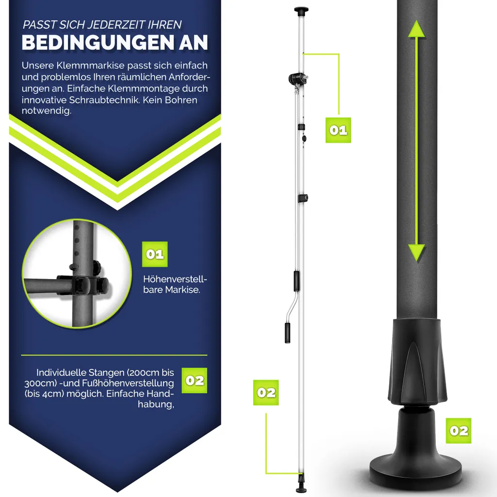 Tillvex Balkonmarkise 250 Cm Anthrazit Gelenkarm Markise Klemmmarkise Sonnenmarkise Balkon Ohne Bohren 2 Tillvex Balkonmarkise 250 Cm Anthrazit Gelenkarm Markise Klemmmarkise Sonnenmarkise Balkon Ohne Bohren – Bild 2