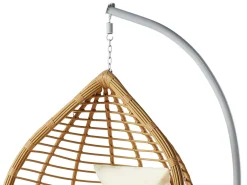 Mirjan24 Hängesessel Bali, Stilvoll Hängekorb, Gartensessel Mit Stahlskelett, Rattan, Kokon (Schwarz / Natur + Grau Kissen) -Garten- & Gewächshäuser Geschäft 6bd796218827a4fbeedaab409e36a2f7